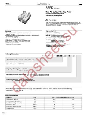 SSRD-240D25 datasheet  